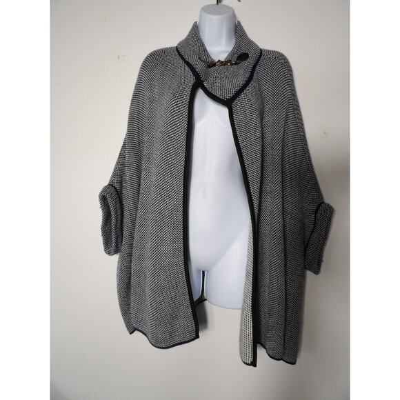 Janice Sweater Cardigan One Size Lagenlook Knit Kimono Style Blue Open Style - Picture 3 of 14